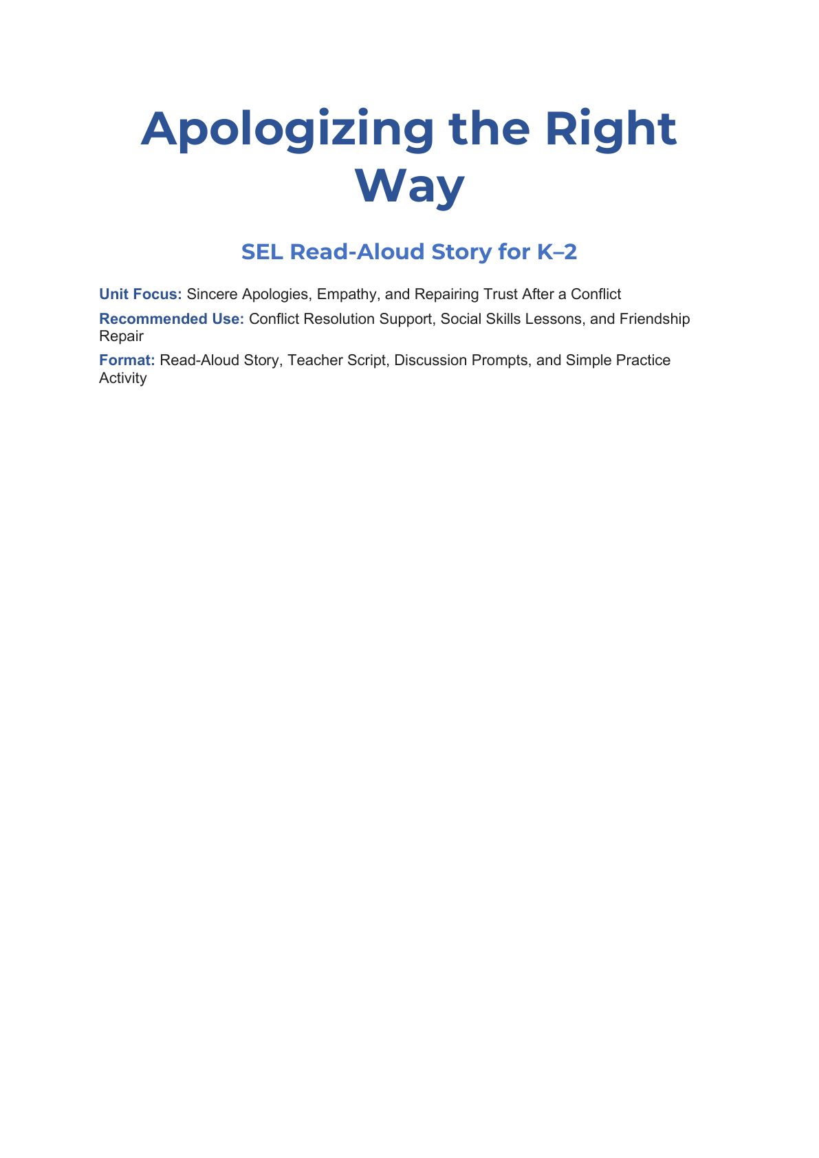 Apologizing the Right Way Social Story for K–2