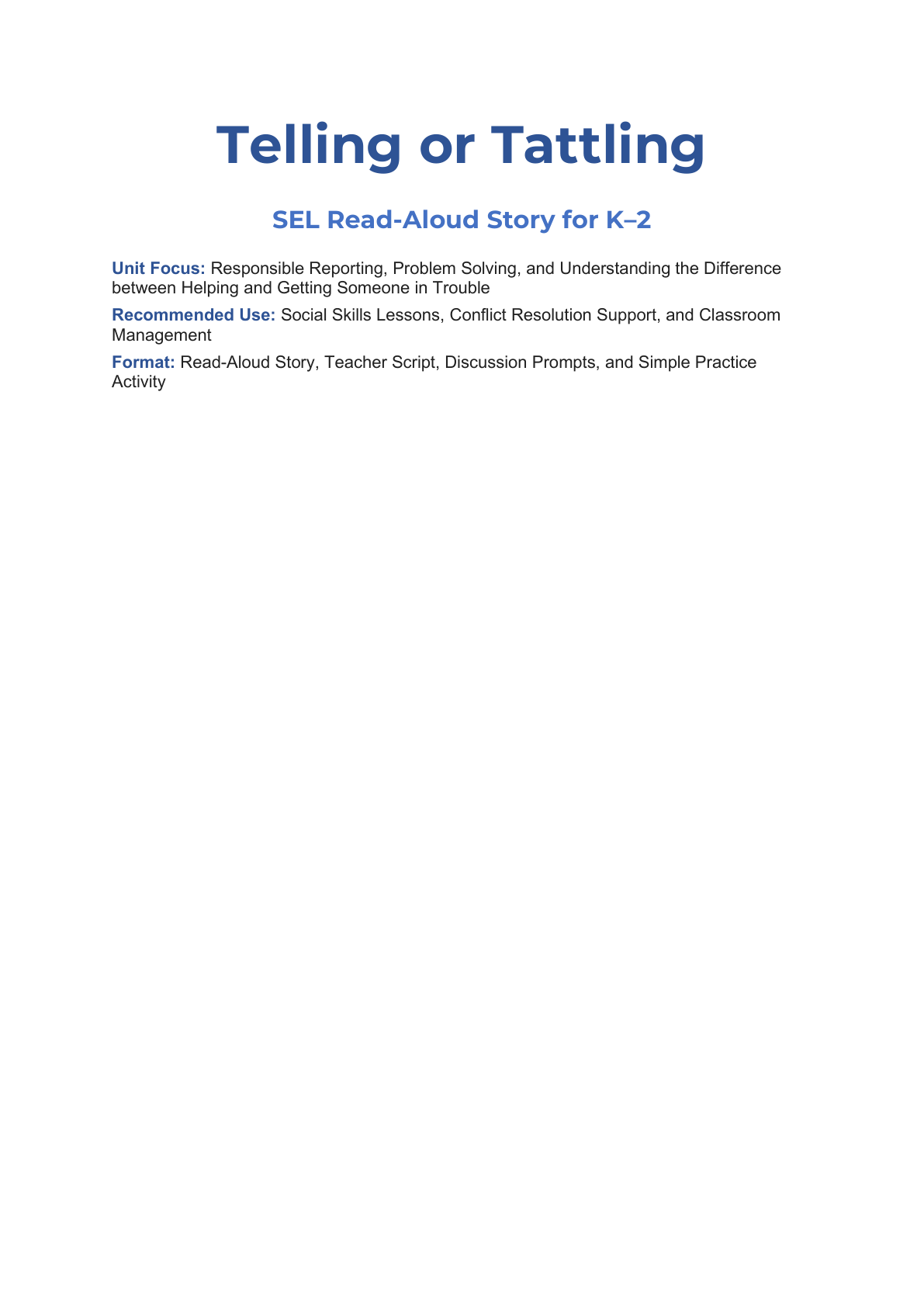 Telling or Tattling Social Story for K–2