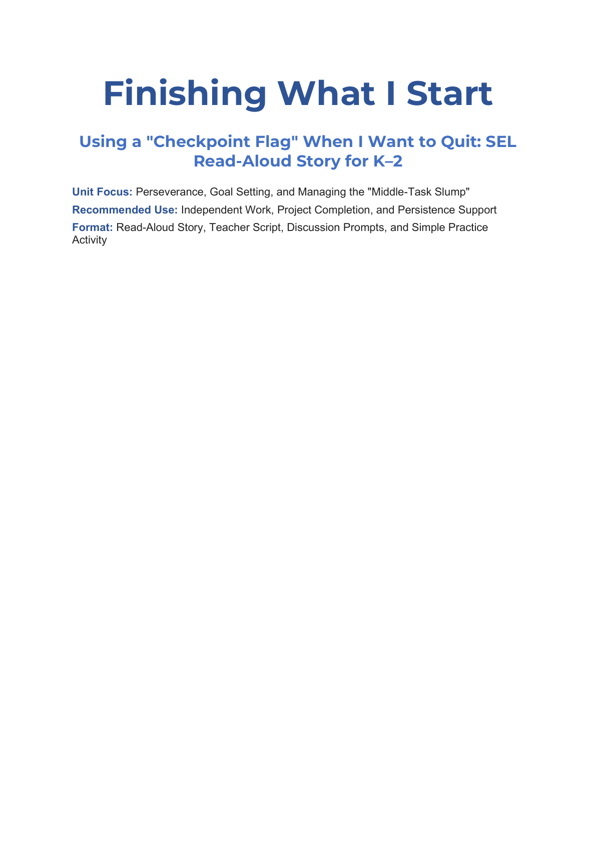 Finishing What I Start Social Story K–2