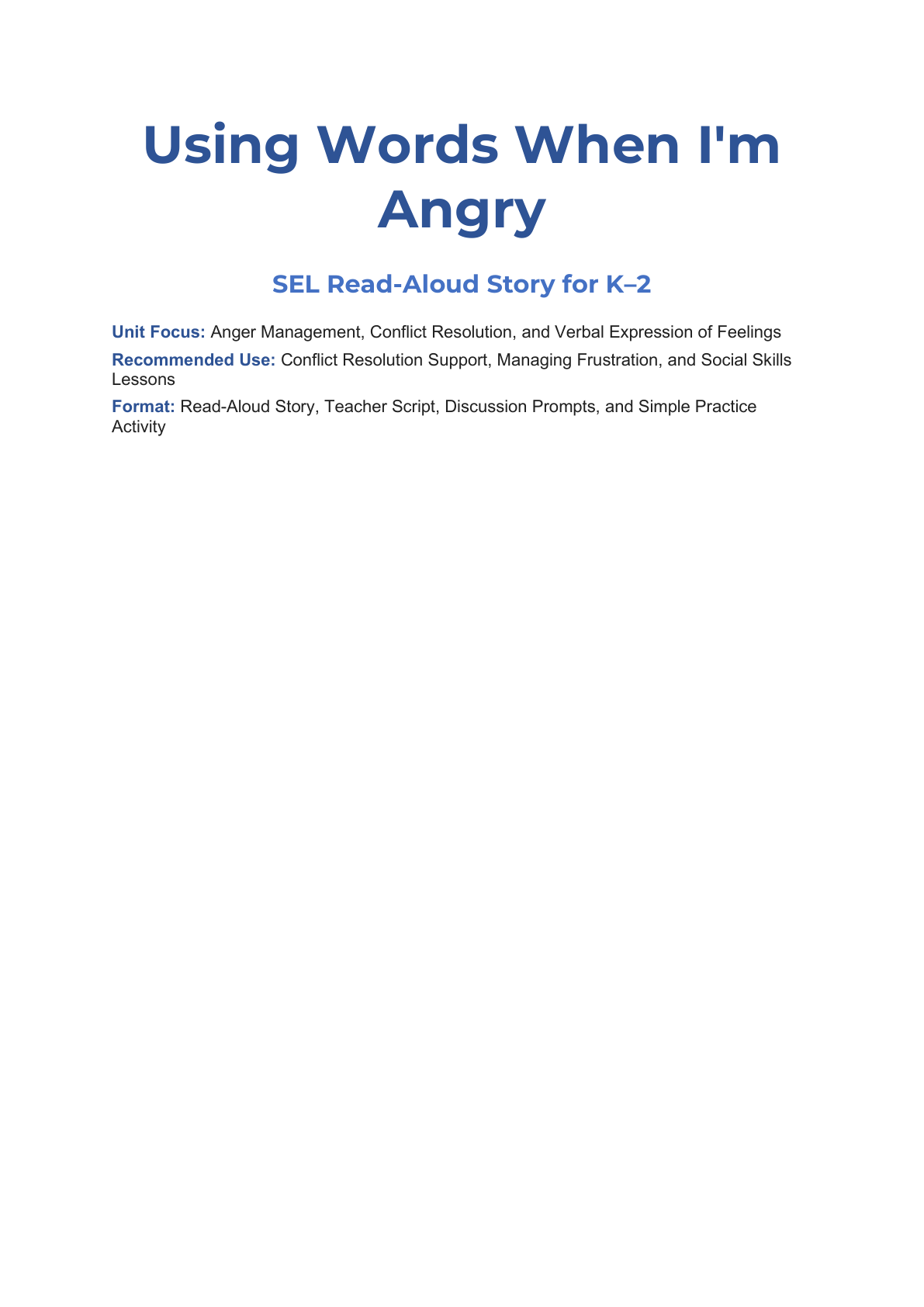 Using Words When I'm Angry Social Story