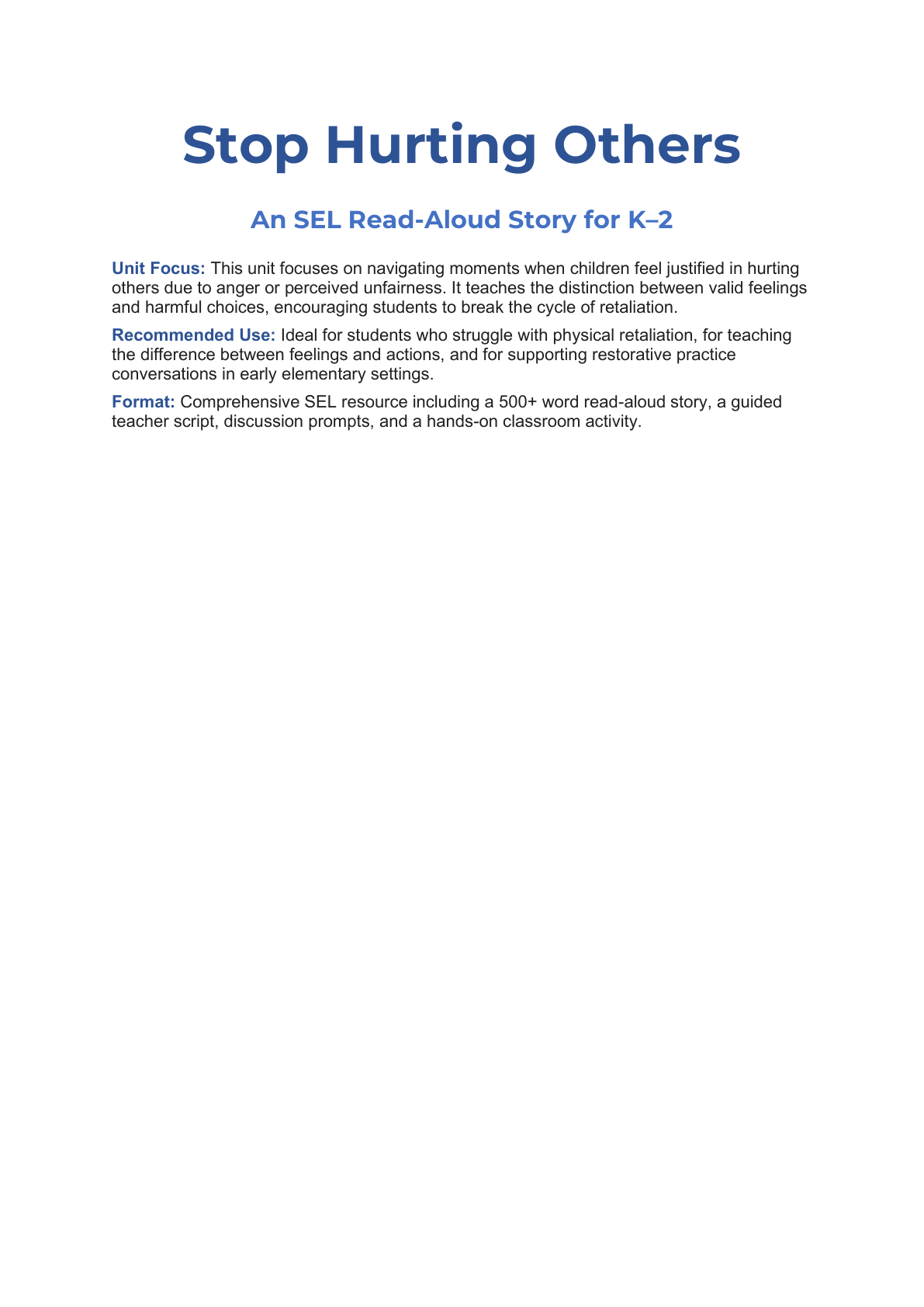 Stop Hurting Others Social Story for K–2
