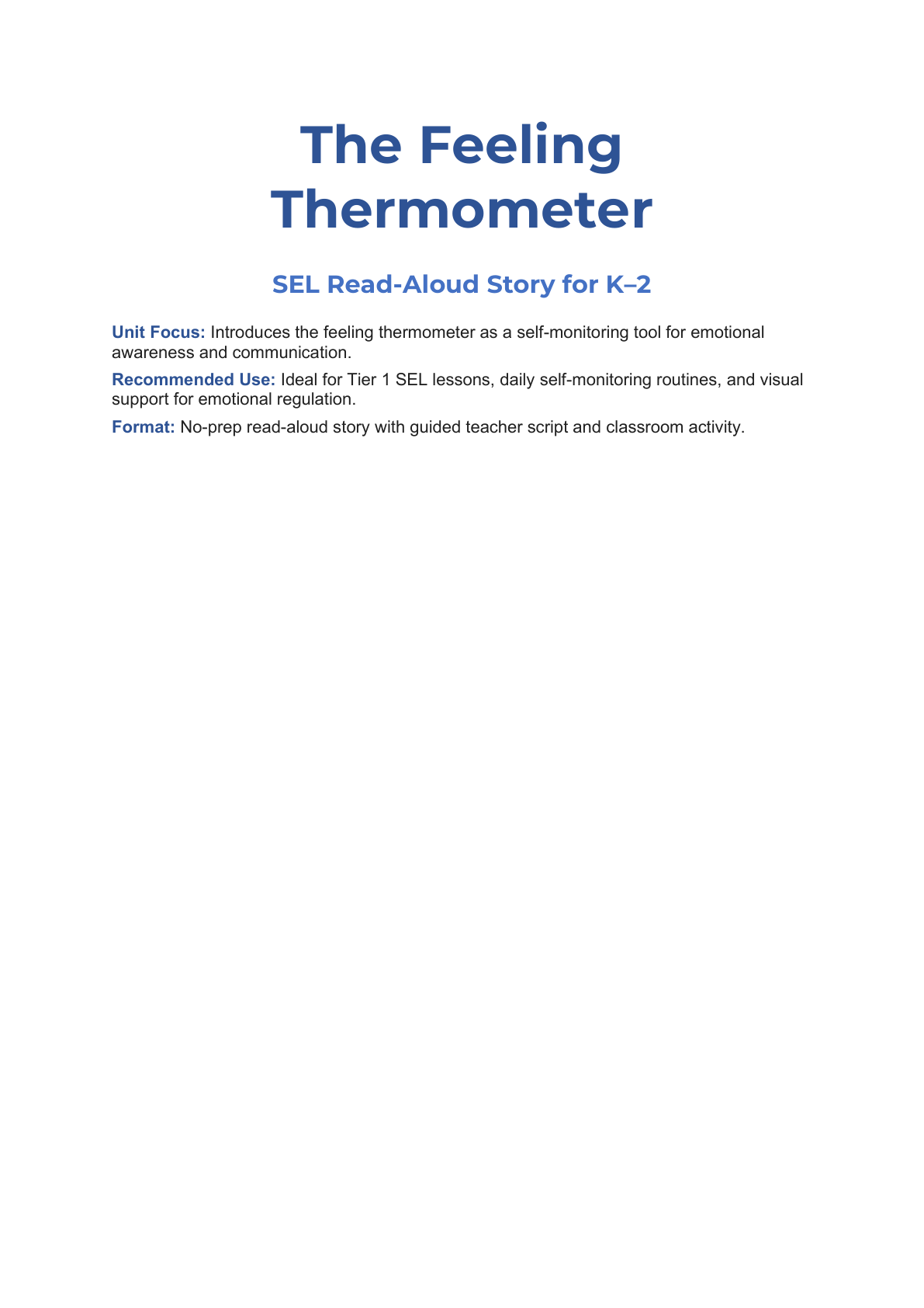 Feeling Thermometer Social Story for K–2
